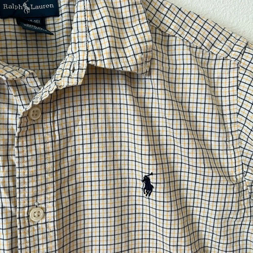 Ralph Lauren Boy’s Plaid Botton Down Shirt sz 14-16 Y